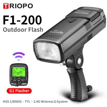 TRIOPO F1-200 Zunanji Žep Flash Svetlobe Za 2,4 G TTL HSS 1/8000s Dvojno Glavo 200Ws z Litijeve Baterije Bliskavico Bliskavico