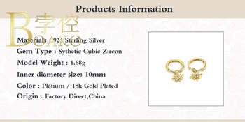 BOAKO 925 Sterling Srebrni Uhani Visijo Križ Uhani Za Ženske Diamond Modi Cirkon Krog Silver/Gold Nakit