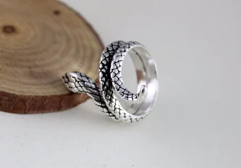 Srebrni nakit prstan čisto Odpiranje nastavljiv temperament kača letnik obroči Kostum Nakit Indijski Zaklad Moške JZ264