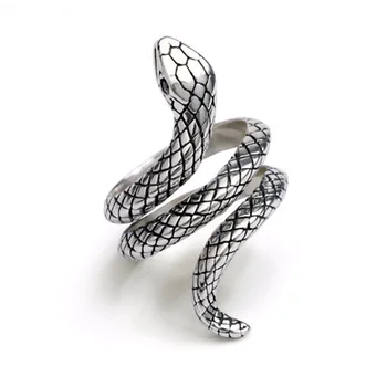 Srebrni nakit prstan čisto Odpiranje nastavljiv temperament kača letnik obroči Kostum Nakit Indijski Zaklad Moške JZ264