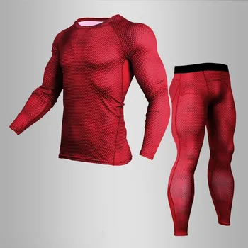 Nov MMA 3D Tiskanih Toplotne Perilo Moški Stiskanje Toplotne Dolg Rokav T Shirt Mens Fitnes, Bodybuilding Kožo Tesen,