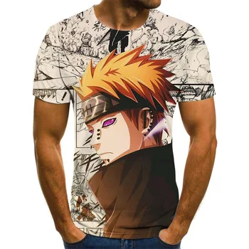 Anime Harajuku moška T-shirt za Moške Naruto Temo Top Anime 3DT-Majice Poletje Moda Fantje, Oblačila Velikosti Ulične