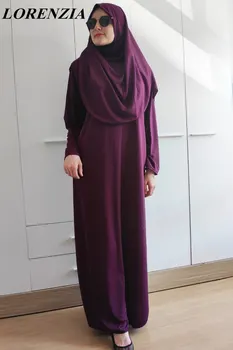 LORENZIA Muslimanske Ženske Polno Kritje Hooded Abaya Dolgo Obleko Maxi Islam Molitev Haljo tam kaftan Jilbab arabski Ramadana Barva