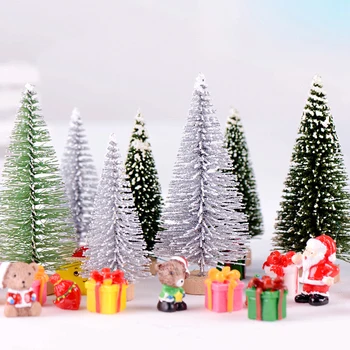Mini Borovega Igle Božično Drevo Mikro Krajine Pribor PVC Okraski, Ustvarjalno, Srčkan Doma Dekor Mini Božično Drevo Decor