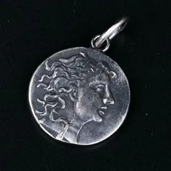 Tajski srebro starogrške boginje kovanec obesek za človeka s925 čistega srebra ročno izdelane dvostranski olajšave srebrnik moški obesek