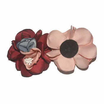 25 kos/veliko ,6 cm singed saten cvet kontrast barve jedro za pokrivala za glavo, oblačila dodatki otrok cvet