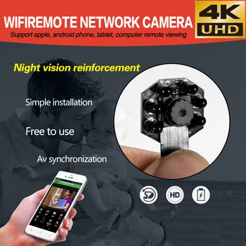 4K Prenosni Mini WiFi Kamera IP Daljinsko Omrežje Webcame P2P Mikro Kamere Night Vision Avto Video Snemalnik Podporo RemoteView