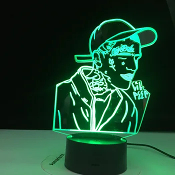 Lil Peep Ameriški Rapper 3D Led Nočna Lučka za Dekoracijo Doma Pisane Slaven Rojstni Nočna Darilo za Ljubitelje