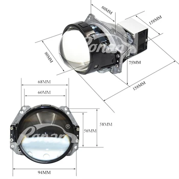 Ronan 3.0-palčni HD dvo led projektor objektiv hladilni ventilator 32w 6000k 3200lm za avtomobilski žarometi za nadgradnjo, obnovo