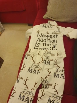 Dropshiping Newborn Baby Boy Oblačila Božič Družina je Najnovejši Dodatek Bodysuit+Hlače+Klobuk Obleko Oblačila 3PCS Otroška Oblačila Sklop