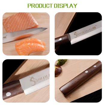 SOWOLL Japonski Strokovno 8 inch Sashimi Nož 4CR14 iz Nerjavečega Jekla Nož Kuhinjski Noži Pakka Leseni Ročaj Pribor za Kuhanje