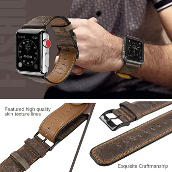 Usnjeni trak Za Apple watch band 44 mm 40 mm iWatch band 42mm 38 mm Retro Krava watchband zapestnica za Apple watch serie 5 4 3 6 SE