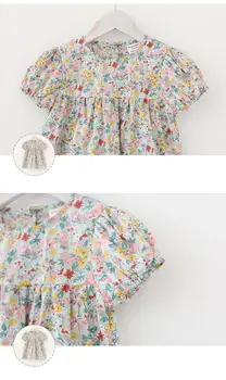 2020 Dekleta Natisnjeni Cvet Obleko Lepe Poletne Novo Puff Rokav Obleke Korejski Cvetlični Dekle Priložnostne Obleko Otrok Rojstni Dan Obleko