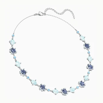 2020 Modni Nakit SWA Novo OLJČNO OGRLICA Ocean Color Shine Modra, Olivno Kristalno Ženski Luksuzni Vintage Nakit Romantično Darilo