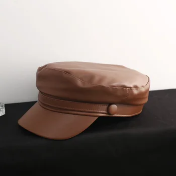 Novo leto 2020 Pomlad Jesen usnje Vojaška Kapa klobuk Vojske baretka Femme klobuk Ženske Črna berets kape za ženske sombrero mujer ravno Klobuki