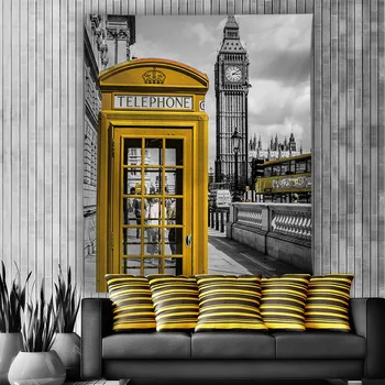 Eifflov Stolp London Bridge, wall tapiserija steni visi rdeča rumena telefonske govorilnice dežnik steno krpo tapiserije ozadju dekor