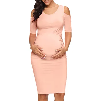 Žensk, Porodniškega Off Ramenski Kratek Rokav Porodniškega Plesti Obleko Priložnostne Obleke Poletje Porodniškega Obleko Modne Nightdress Bombaž