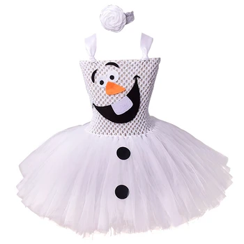 Snežak Olaf Obleko gor Prijatelj Kostum Cosplay Snow Queen 2 Otroci Til Srčkan Obleke Božič, Rojstni dan Princesa Obleke Tutu