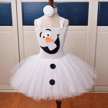 Snežak Olaf Obleko gor Prijatelj Kostum Cosplay Snow Queen 2 Otroci Til Srčkan Obleke Božič, Rojstni dan Princesa Obleke Tutu