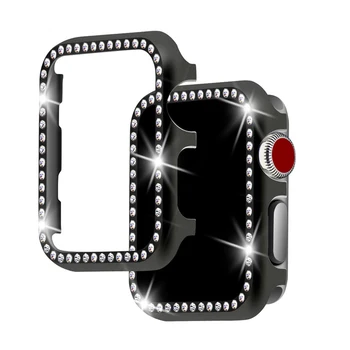 Diamond watch primeru Za Apple watch 4 3/2/1 44 mm/42mm/40mm/38 mm iwatch zaščitni pokrov, Aluminij zlitine Kristalno lupine