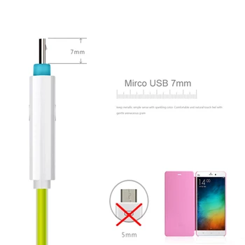 STOD Micro USB Kabel Barva TPE LED Luči Sinhronizacija Podatkov Za Samsung, Sony, LG Huawei ZTE Nexus Lenovo Xiaomi Meizu Polnilnik Line