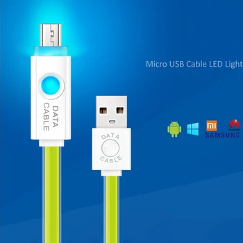 STOD Micro USB Kabel Barva TPE LED Luči Sinhronizacija Podatkov Za Samsung, Sony, LG Huawei ZTE Nexus Lenovo Xiaomi Meizu Polnilnik Line