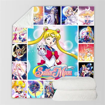 2021 Sailor Moon Flis Odeja 3D poln tiskanih Nosljivi Odejo Odrasli/otroci Flis Odeja Sherpa Odejo Padec Ladijskega prometa