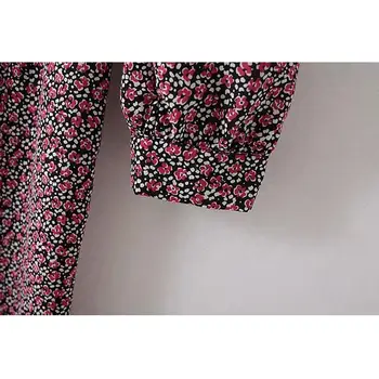 Vintage cvetlični igralne obleke ženska jumpsuit za ženske 2019 seksi v vratu dolg rokav visoko pasu romper kombinezon ulične ropa mujer