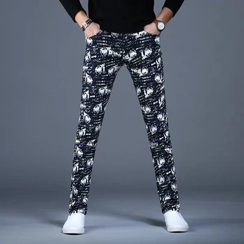 Brezplačna dostava nov modni moški men ' s Slim high-end prikrivanje kavbojke znamke stretch vitek noge hlače korejski priložnostne hlače
