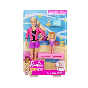 Barbie Gimnastiko Trener Lutke & Playset z Avtobusom Barbie Lutka Majhna Lutka in Bilance Žarek z Drsni Mehanizem Igrača FXP39
