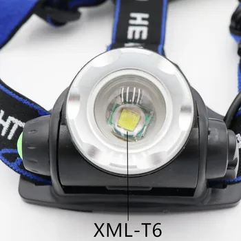 LED Žaromet T6/L2/V6 Žarometov 3 Načini Zoomable Nepremočljiva Super svetla kampiranje, Ribolov svetloba Poganja 2x18650 baterije