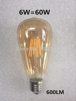 10PCS LED 4W 6W 8W ST64 zatemniti Zlato Žarnice žarnica E27 LED svetilka 220V 110V Letnik Edison Žarnica Svetilka Retro Zlato Stekla Videz