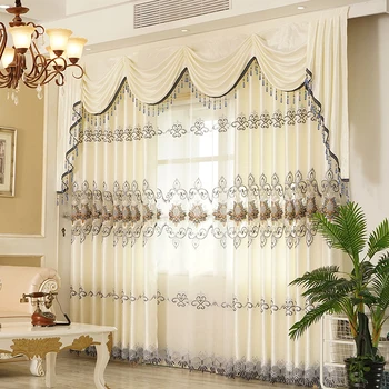 Elegantno Klasično Belo Kremo Deluxe Vezene Zavese za dnevno Sobo Windows Sodobne Visoke Kakovosti Zavese za Spalnico Hotel