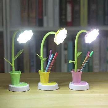 LED Namizna Svetilka na Dotik za Nadzor Zatemnitev Luči Prilagodljive USB Polnilne Otroci Študirajo svetilke z Svinčnik Imetnik Cvet Rastlin Brid