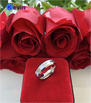 Volfram Poročni prstan Moški Ženske Obroč Profilirane Prirezani Brušena Konča 6 mm, 8 MM je na voljo