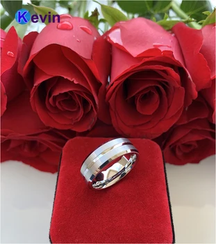 Volfram Poročni prstan Moški Ženske Obroč Profilirane Prirezani Brušena Konča 6 mm, 8 MM je na voljo