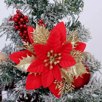 (5pcs) Umetno Božično Cvetje Bleščice Drevo Okraski Božič Okraski Novo Leto Darilo