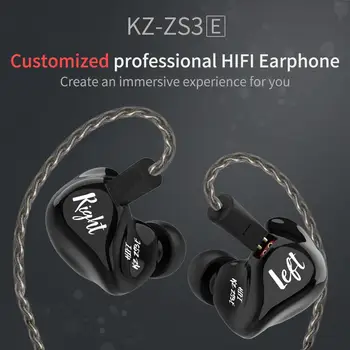 KZ ZS3E Slušalke 1DD Dinamično V Uho Spremlja šumov HiFi Glasbeni Šport Čepkov Z Mikrofonom Za Telefone, ki se Igra Slušalke