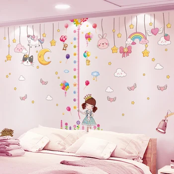 [shijuekongjian] Višina Ukrep Stenske Nalepke DIY Risanka Dekle Baloni Stenske Nalepke za Otroke Sobe, Otroška Soba Hiša Dekoracijo