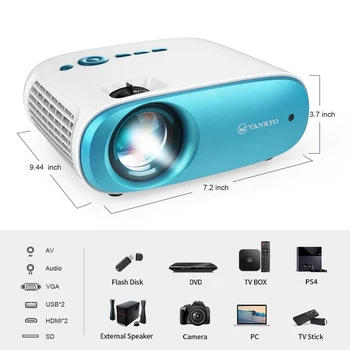 Vankyo Cinemango A100MQ Projektor LED 1080P Projektor full HD mini blagovnih znamk, 2 Vrata USB 220 Palčni 4000 Svetlost Domači kino