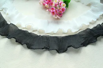 10 Dvorišče DIY beaded robu čipke tkanina črno bel ruffle obleko Čipke trim pribor za oblačila (naravnost merjenje)