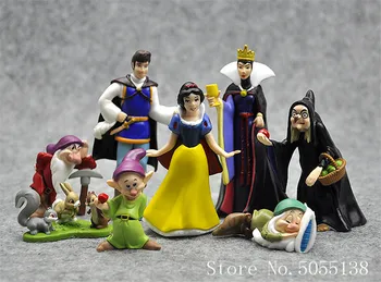 8pcs/veliko Princesa sneguljčica in Sedem Palčkov Kraljica Čarovnica Princ Slika Predvajaj Igrače Model Lutke
