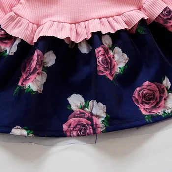 Pomlad Jesen Malčka Dekle Obleko Bombaž Dolg Rokav Malčka Obleko Cvetlični Lok Otroci Obleke za Dekleta Modni Dekliška Oblačila