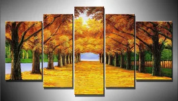 Jeseni drevo Rumena javor listi dekoracijo Sten Natisnjen Ležeče Sliko Cuadros Platno Umetnosti dnevno sobo slikarstvo