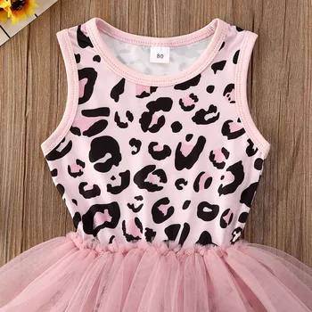 0-24M Novorojenčka Otroci Baby Girl Obleke Leopard tiskanja brez Rokavov Bodysuits Tutu Obleko Jumpsuit Obleko Obleko