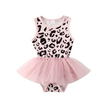 0-24M Novorojenčka Otroci Baby Girl Obleke Leopard tiskanja brez Rokavov Bodysuits Tutu Obleko Jumpsuit Obleko Obleko