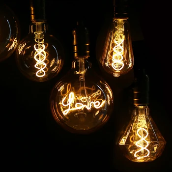 Retro LED Žarnice Žarnica Spirale Svetlobe, A60, E27 T45 ST64 T185 G80 G95 G125 4W Dekoracija Razsvetljava Retro Vintage LED Edison Žarnica