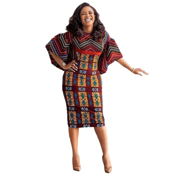 Afriška Oblačila Tiskanje 2020 Moda Latern Rokav Obleka Ženske Afriška Oblačila Stranka Bazin Riche Afriki Plus Velikost Oblačila Stranka