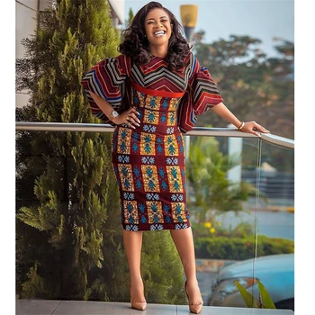 Afriška Oblačila Tiskanje 2020 Moda Latern Rokav Obleka Ženske Afriška Oblačila Stranka Bazin Riche Afriki Plus Velikost Oblačila Stranka