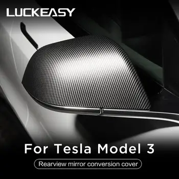 LUCKEASY Avto Zunanje Spremembe Tesla Model 3 ABS Ogljikovih Vlaken Slog Mat Rearview Mirror Kritje 2pcs/Set